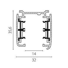Трек четырехконтактный 3-фазный стыковочными пазами (плоские медные жилы), 2м Quattro Lightstar 504025-F 1