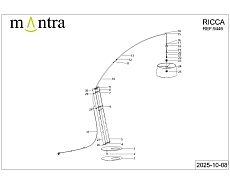 Торшер без абажура Mantra Ruti Ricca 9446 3