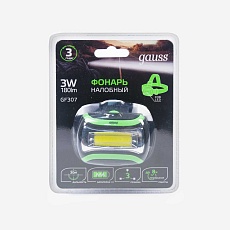 Налобный светодиодный фонарь Gauss от батареек 50х70 180 лм GF307 3