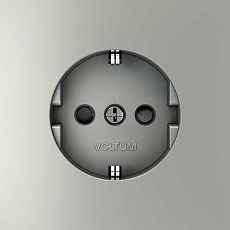 Розетка встраиваемая Voltum S70 с заземлением и защитными шторками, 16А, (сталь) VLS040205