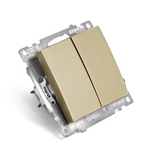 Переключатель двухклавишный Stekker Катрин золото GLS10-7107-08 49220 5