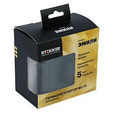 Терморегулятор Wi-Fi (механизм), Stekker, 250В, 3500Вт Эмили, RSW00-5119-05, черный уголь, soft touch 50377 2