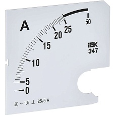 Шкала сменная для амперметра Э47 25/5А класс точности 1,5 96х96мм IEK IPA20D-SC-0025