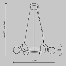 Подвесная светодиодная люстра Maytoni Mind MOD299PL-L60BC3K 1