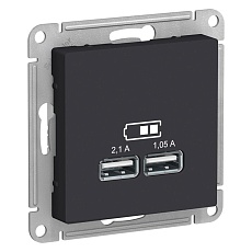Розетка 2хUSB Systeme Electric AtlasDesign Type A+A карбон ATN001033