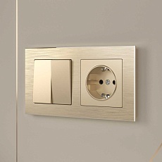 Выключатель двухклавишный проходной Werkel шампань W1122011 4690389157141 2