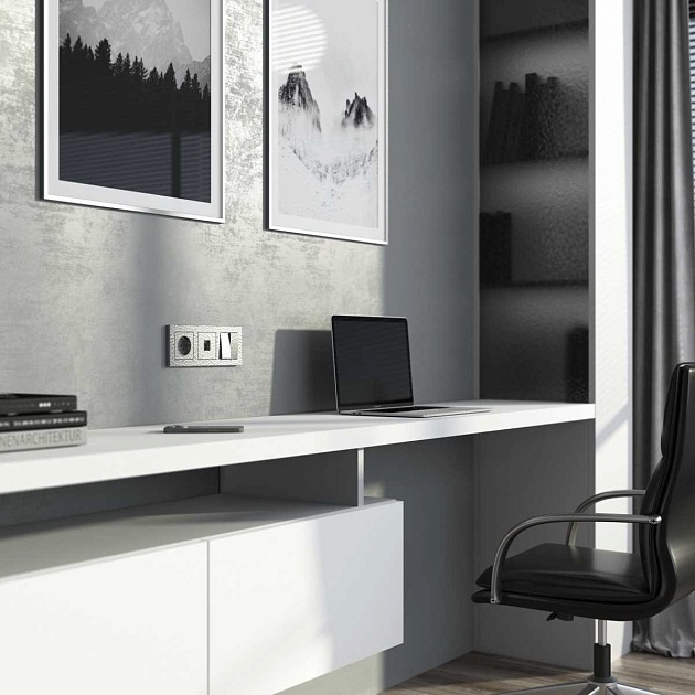 Выключатель Werkel Hammer двухклавишный серебряный W1220006 4690389162299 Фото № 3