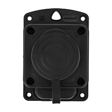 Розетка каучуковая 1 гнездо с крышкой черная, с/3, 16А, IP44, PROconnect 111-111-4 2