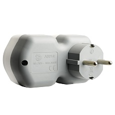 Разветвитель сетевой на 1 выход с/з Stekker 250В, 16А, USB A+ Type C, 2,4А, PD, белый/серый, ADP16-16-20 50109 1