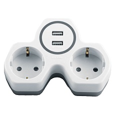 Разветвитель сетевой с 2хUSB Stekker 2гн с/з ADP16-14-20 32872