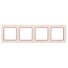 Стокгольм Рамка 4-местная белая с линией цвета красный EKF PROxima EAM-G-305-10