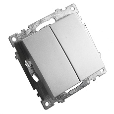 Выключатель двухклавишный Stekker Катрин серебро GLS10-7104-03 39578 5