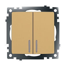 Выключатель двухклавишный Stekker Катрин с подсветкой золото GLS10-7102-08 49217 1