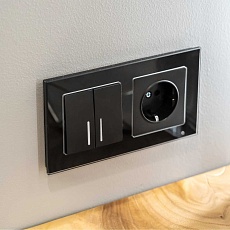 Выключатель Werkel двухклавишный с подсветкой черный матовый W1120108 4690389156717 5