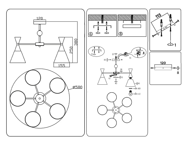 Потолочная люстра Ambrella light Traditional Modern TR3171 Фото № 6