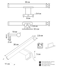 Подсветка для зеркал Arte Lamp Orizzone A2935AP-1BK 1