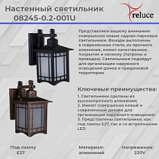 Настенный фонарь Reluce 08245-0.2-001U BKG 1
