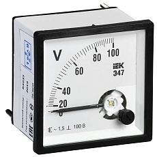Вольтметр аналоговый Э47 100В класс точности 1,5 96х96мм IEK IPV20-6-0100-E