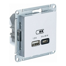 Розетка 2хUSB Systeme Electric AtlasDesign тип A+C белый ATN000129