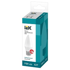 Лампа светодиодная IEK E27 9W 4000K матовая LLE-C35-9-230-40-E27 1