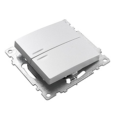 Выключатель двухклавишный Stekker Катрин с подсветкой серебро GLS10-7102-03 39579 3