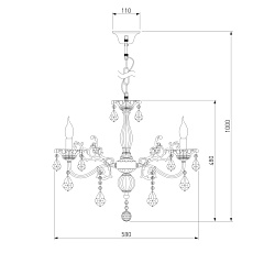 Подвесная люстра Eurosvet 3281/5 античная бронза/прозрачный хрусталь Strotskis 1