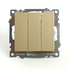 Выключатель трехклавишный Stekker Катрин золото GLS10-7108-08 49219