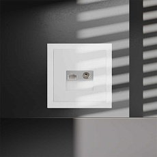 Розетка телевизионная встраиваемая Voltum S70 TV+RJ45 кат. 6 белый матовый VLS060702