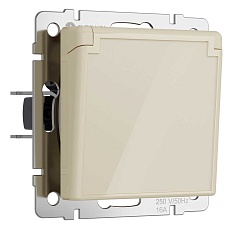 Розетка влагозащищенная с заземлением с защитной крышкой и шторками Werkel айвори акрил W1171243 4690389197109