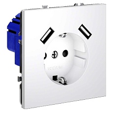 Розетка встраиваемая Voltum S70 с заземлением и защитными шторками, 16А, с USB, A+A, (белый матовый) VLS040402 3