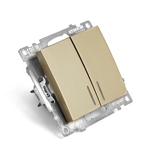 Выключатель двухклавишный Stekker Катрин с подсветкой золото GLS10-7102-08 49217 4