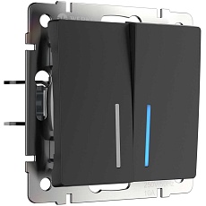 Выключатель Werkel двухклавишный с подсветкой черный матовый W1120108 4690389156717 1