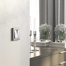 Выключатель двухклавишный проходной с подсветкой Werkel серебряный матовый W1122165 4690389195556 5