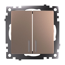 Выключатель двухклавишный Stekker Катрин с подсветкой шампань GLS10-7102-02 39593 2