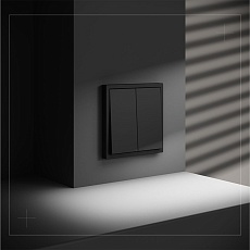 Проходной переключатель встраиваемый Voltum S70 двухклавишный 10А, (черный матовый) VLS020308 5