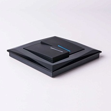 Выключатель двухклавишный проходной с подсветкой Werkel черный матовый W1122108 4690389156731 4