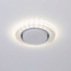 Светильник встраиваемый cо светодиодной подсветкой ЭРА DK LD51 CH/SHSL под лампу GX53 хром/серебро Б0057466 1