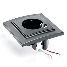 Розетка 2P+PE/USB Stekker Эрна со шторками черный PST16-9011-03 39480 1