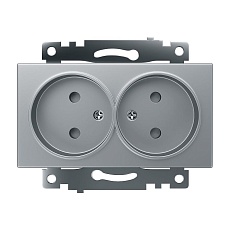 Розетка двойная 2P Stekker Катрин со шторками серебро GLS10-7113-03 39583