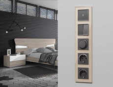 Комплект механизма 2-кл выключателя AMBRELLA VOLT ALFA Антрацит серый QUANT (AP6530, VM115) MA653010 3