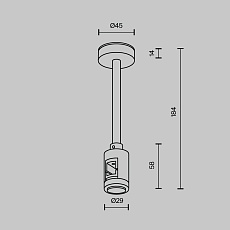 Крепление потолочное Short одинарное 138мм Maytoni Technical TRA156C-SL1-PT 3