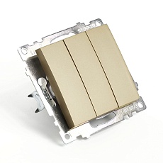 Выключатель трехклавишный Stekker Катрин золото GLS10-7108-08 49219 4