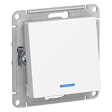 Переключатель одноклавишный проходной Systeme Electric AtlasDesign 10A 250V с подсветкой белый ATN000163