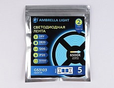 Светодиодная лента Ambrella Light 10W/m 120LED/m 2835SMD холодный белый 5M GS3103 3