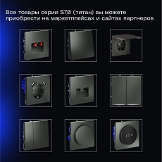 Выключатель с самовозвратом встраиваемый Voltum S70 двухклавишный 10А, (титан) VLS020606 4