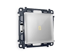 Комплект механизма 1-кл проходного выключателя AMBRELLA VOLT с подсветкой 3200K ALFA Серебро глянец QUANT (AP4020, VM105, G22Y) MA402030