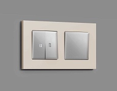 Комплект механизма 2-кл проходного выключателя AMBRELLA VOLT с подсветкой 5600K ALFA Серебро глянец QUANT (AP4040, VM120, G25W) MA404035 1