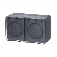 Розетка 2х2К+З Systeme Electric AtlasDesign 16A 250V со шторками антрацит ATN544026