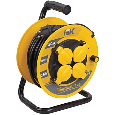 Катушка УК20 с термозащитой 4 места 2P+PE/20м 3х1,5мм2 IP44 INDUSTRIAL PLUS IEK WKP15-16-04-20-44