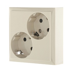 Розетка LK Studio двойная с з/к, со шторками (бежевый) LK60 863501-1 1